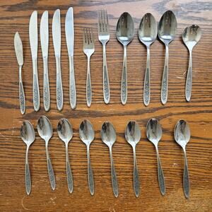 VTG MCM Ekco Eterna Country Garden Silverware Lot 19 Pcs Stainless Steel Korea